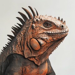 Fototapeta premium Close up of an iguana portrait on a white background