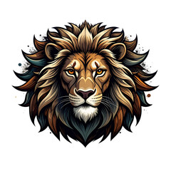Obraz premium Untitled design - “Fierce Tribal Lion Head Logo with Grunge Texture” And transparent the background.