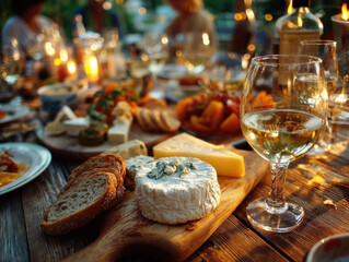 A pairing of white wine and cheese for sophisticated tastings