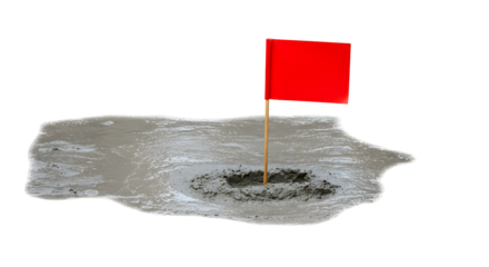 Red Flag in a Sand Trap on a Golf Course