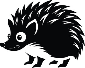 Cute hedgehog silhouette,  cartoon vector