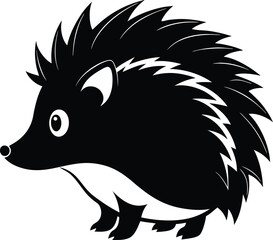Cute hedgehog silhouette,  cartoon vector
