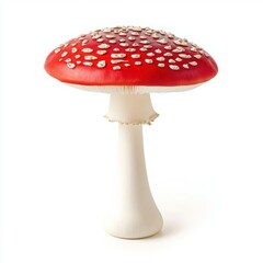 Amanita muscaria mushroom close up on a white background