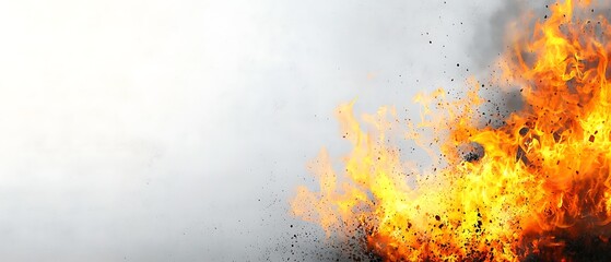 Fiery Flames against White Smoke