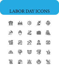 Construction and tools line editable icon set. Build, house repair tools, engineering, builder icon.