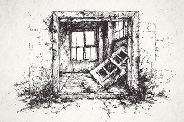 Fototapeta premium Picture frame sketch: An artistic representation of a picture frame, focusing on design and decor