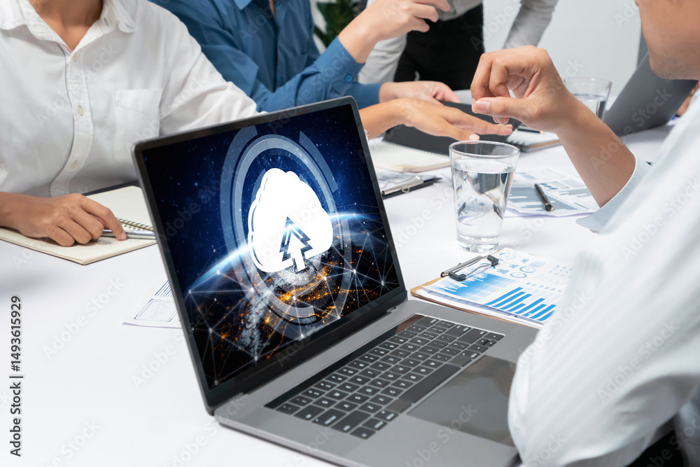 Leinwandbilder cloud computing software for brisk remote work and personal data storage