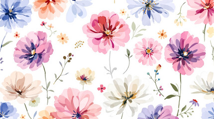 Seamless floral pattern watercolor, Colorful watercolor flowers background