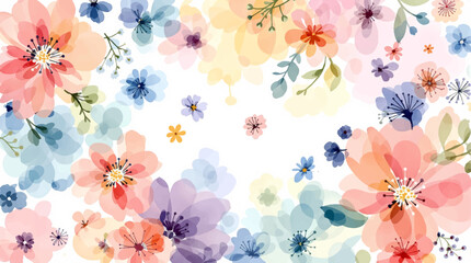 Seamless floral pattern watercolor, Colorful watercolor flowers background