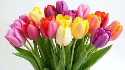 Simple photo of tulips in a vase. The photo has a clean, uncluttered look with a white background.
