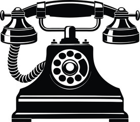 Classic phone  silhouette, phone icon on white background