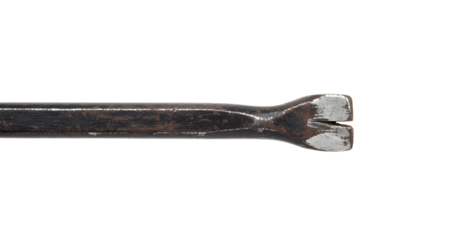 Rusty Metal Tool with Weathered Texture on Black Background