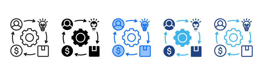 Business Model Icon Set With Multiple Style Collection 
