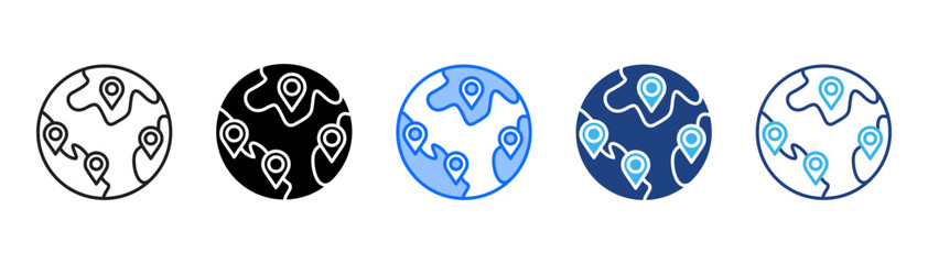 International Icon Set With Multiple Style Collection 