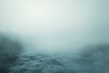 Ethereal Landscape Misty Mountains and a Mysterious, Fog-Shrouded Path Beckoning into the Unknown Depths of a Serene