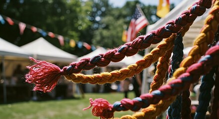 Colorful Braided Ropes at Outdoor Summer Festival