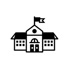 School Silhouette Icon – Vintage Education Institution Illustration