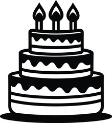 Birthday cake silhouette, birthday cake illustration