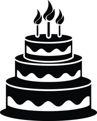Birthday cake silhouette, birthday cake illustration