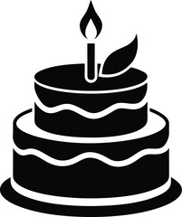 Birthday cake silhouette, birthday cake illustration