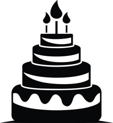 Birthday cake silhouette, birthday cake illustration
