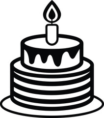 Birthday cake silhouette, birthday cake illustration