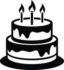 Birthday cake silhouette, birthday cake illustration