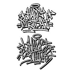 happy birthday greetings in graffiti style