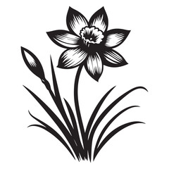 Elegant Daffodil Flower Silhouette Vector Illustration for Springtime Design