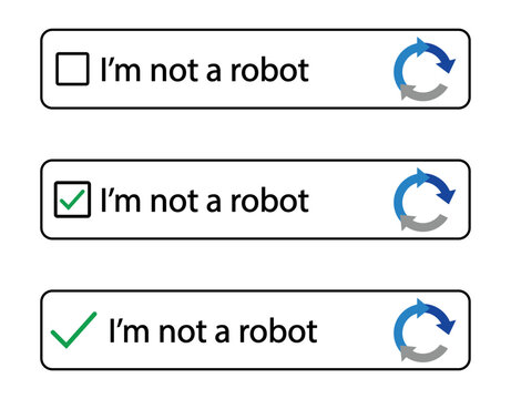captcha icon. i am not a robot icon vector. confirmation captcha icon buttons. web site protection and internet safety. i am not a robot checkbox. captcha verification icon with reload sign vector.