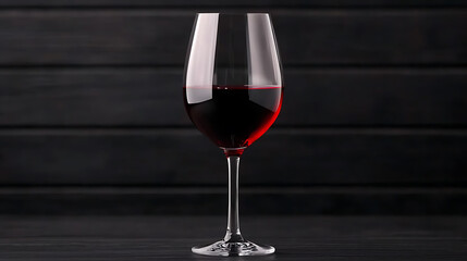 Elegant crimson fluid in crystal glass on rustic dark wood backdrop, a refined visual experience.