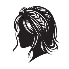 Black Color Headband Silhouette Vector Illustration, Solid White Background. minimal vector design