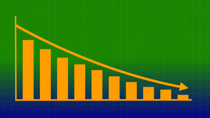 Animated business of loss sign arrow. business down arrow.