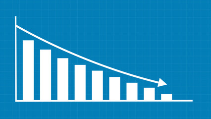 Animated business of loss sign arrow. business down arrow.