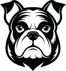 Bulldog head silhouette, Bulldog portrait, black vector icon