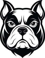 Bulldog head silhouette, Bulldog portrait, black vector icon