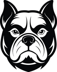 Bulldog head silhouette, Bulldog portrait, black vector icon