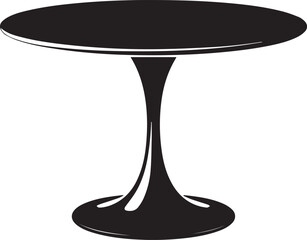Pedestal Table Silhouette Vector | Elegant Black Vector Art Illustration for Furniture