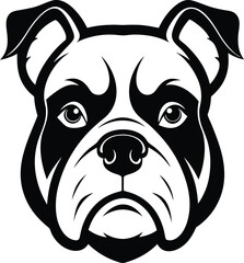 Bulldog head silhouette, Bulldog portrait, black vector icon