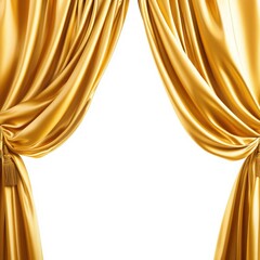Golden curtains framing the view on a white background