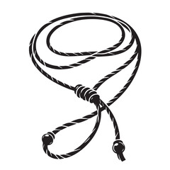 Black Color Lariat Necklace Silhouette Vector Illustration, Solid White Background. minimal vector design
