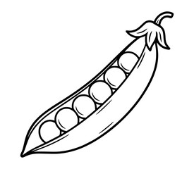 Simple black and white pea pod illustration