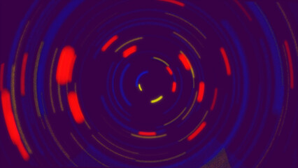 Colorful polygon shapes in swirling design, rainbow circle tunnel.