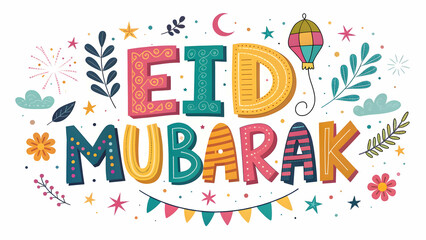 Fototapeta premium Eid mubarak greetings banners, card, typography Islamic culture design vector illustration 