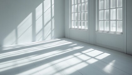 Obraz premium Sunlight streams into a bright, empty room