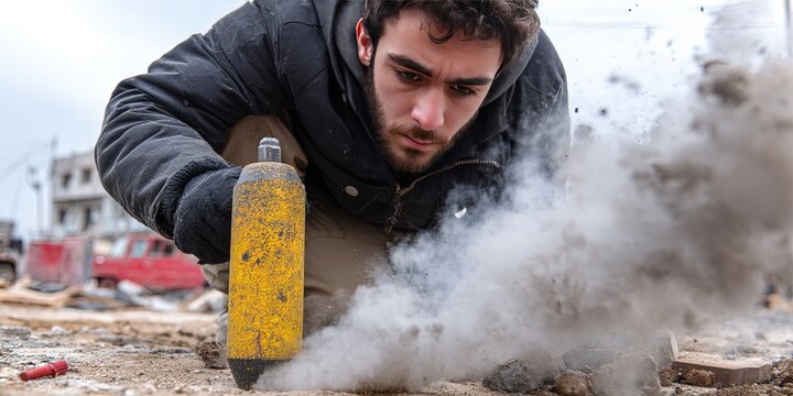 man defusing a bomb