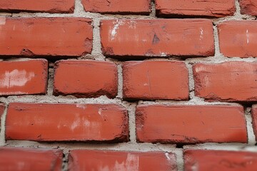 Fototapeta premium Red brick wall with texture showing weathering and age in an urban setting