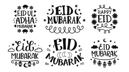 Fototapeta premium Simple Black and White Eid Typography Collection