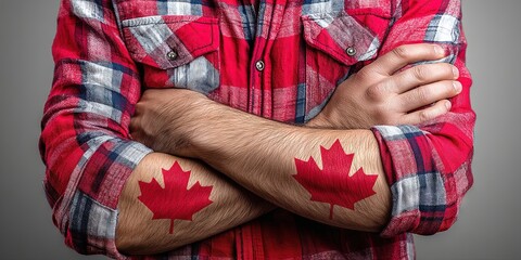 patriotic canadian with elbows up 