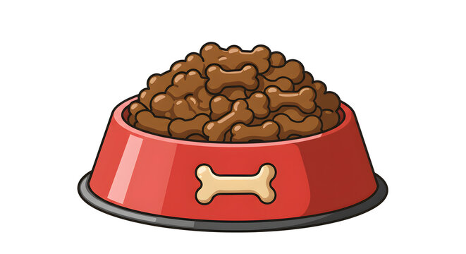 red bowl of dog food clip art preview